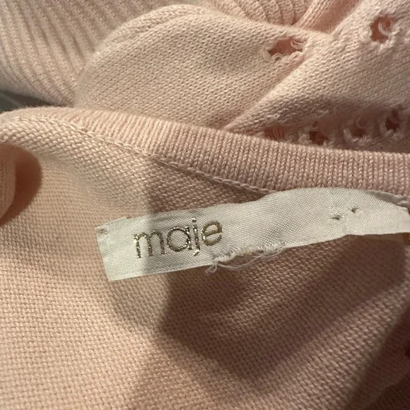 Maje Majeeryne Knit Fitted Lazer Mini Dress Light Pink Flare Ruffle - Picture 8 of 11